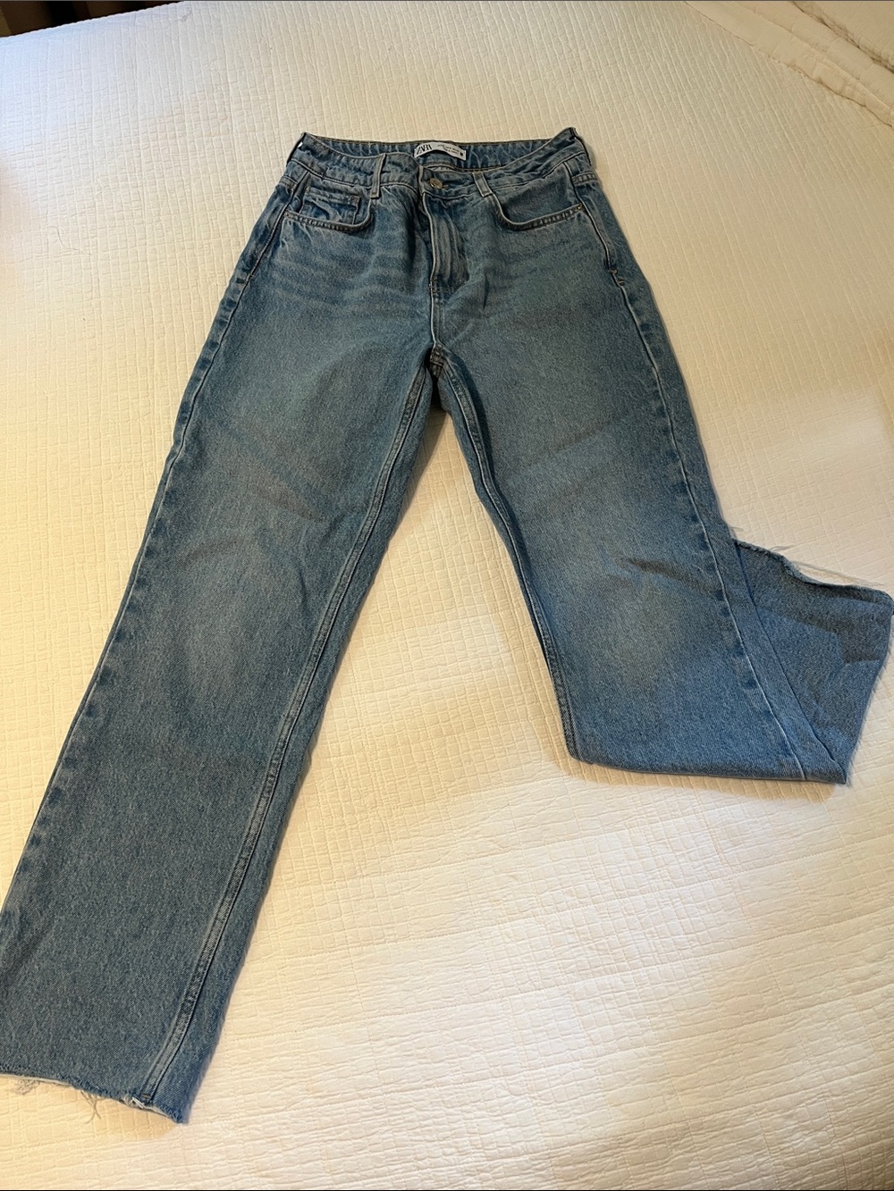Zara Light Blue Straight-Leg Jeans